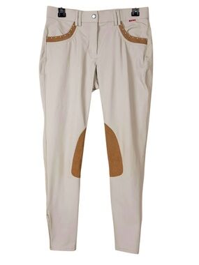B Vertigo Riding Breeches Women’s 28 Tan Melissa Leather Knee Patch Equestrian